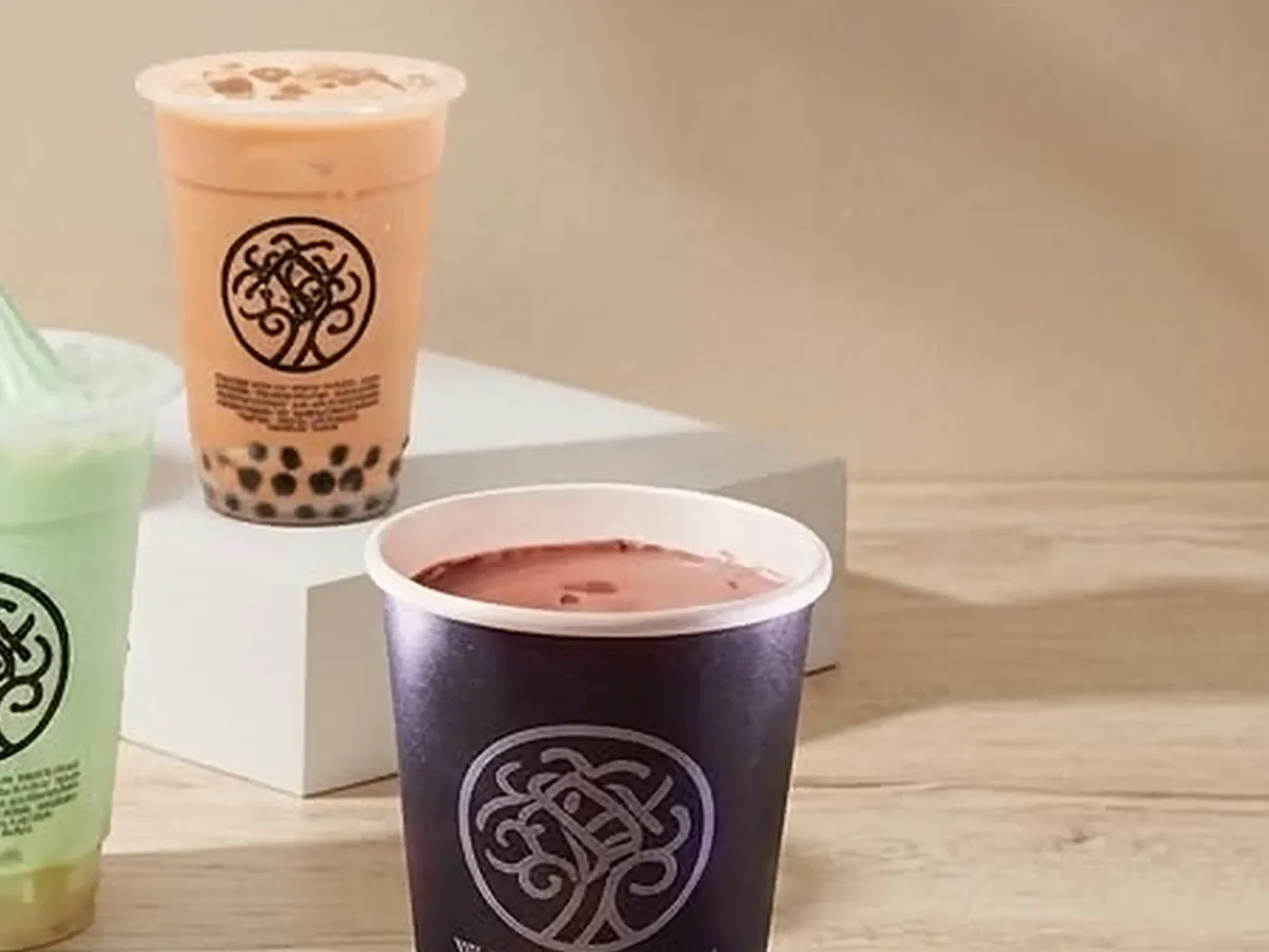 Vita Bella branded cups on display risers