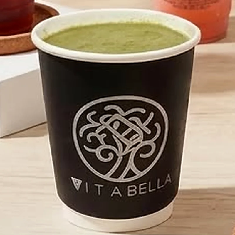 Hot 13 in 1 Coffee served in a black Vita Bella cup